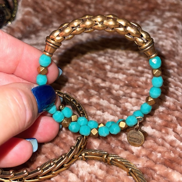 Alex and Ani bracelets! Gold and turquoise, set of 3! - Picture 4 of 4